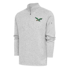 Philadelphia Eagles Antigua Throwback Fortune Quarter-Zip Pullover Jacket Heather Gray | NFL
