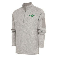 New York Jets Antigua Throwback Fortune Quarter-Zip Pullover Jacket Oatmeal | NFL