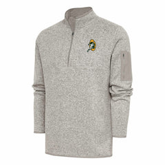 Green Bay Packers Antigua Throwback Fortune Quarter-Zip Pullover Jacket Oatmeal | NFL