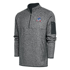 New England Patriots Antigua Throwback Fortune Quarter-Zip Pullover Jacket Heather Charcoal | NFL