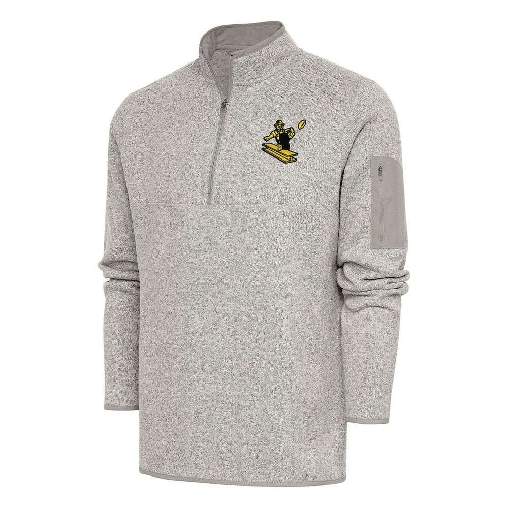 Pittsburgh Steelers Antigua Throwback Fortune Quarter-Zip Pullover Jacket Oatmeal | NFL