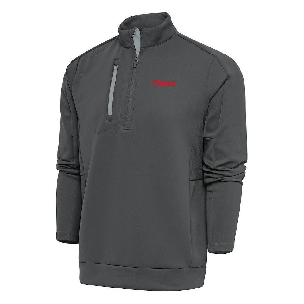 Kansas City Chiefs Antigua Team Logo Throwback Generation Quarter-Zip Pullover Top Charcoal | NFL