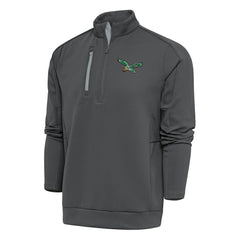 Philadelphia Eagles Antigua Team Logo Throwback Generation Quarter-Zip Pullover Top Charcoal | NFL