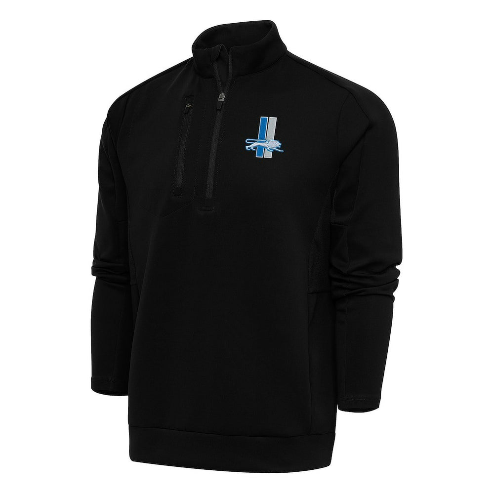 Detroit Lions Antigua Team Logo Throwback Generation Quarter-Zip Pullover Top Black | NFL