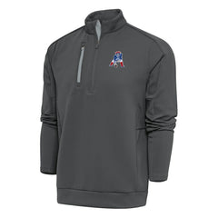New England Patriots Antigua Team Logo Throwback Generation Quarter-Zip Pullover Top Charcoal | NFL
