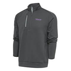 Minnesota Vikings Antigua Team Logo Throwback Generation Quarter-Zip Pullover Top Charcoal | NFL