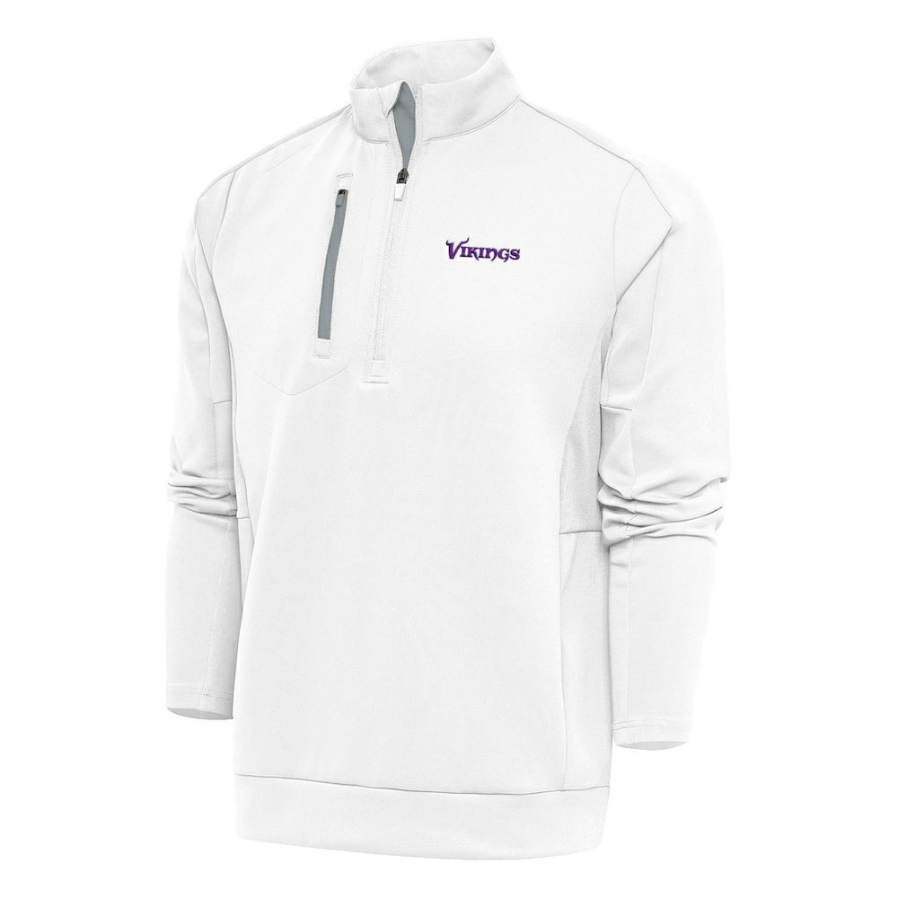 Minnesota Vikings Antigua Team Logo Throwback Generation Quarter-Zip Pullover Top White | NFL