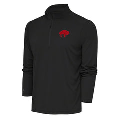 Buffalo Bills Antigua Team Logo Throwback Tribute Quarter-Zip Pullover Top Charcoal | NFL