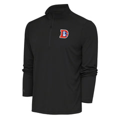 Denver Broncos Antigua Team Logo Throwback Tribute Quarter-Zip Pullover Top Charcoal | NFL