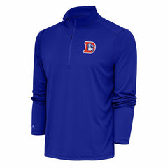 Denver Broncos Antigua Team Logo Throwback Tribute Quarter-Zip Pullover Top Royal | NFL