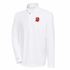 Tampa Bay Buccaneers Antigua Team Logo Throwback Tribute Quarter-Zip Pullover Top White | NFL