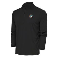 Miami Dolphins Antigua Team Logo Throwback Tribute Quarter-Zip Pullover Top Charcoal | NFL