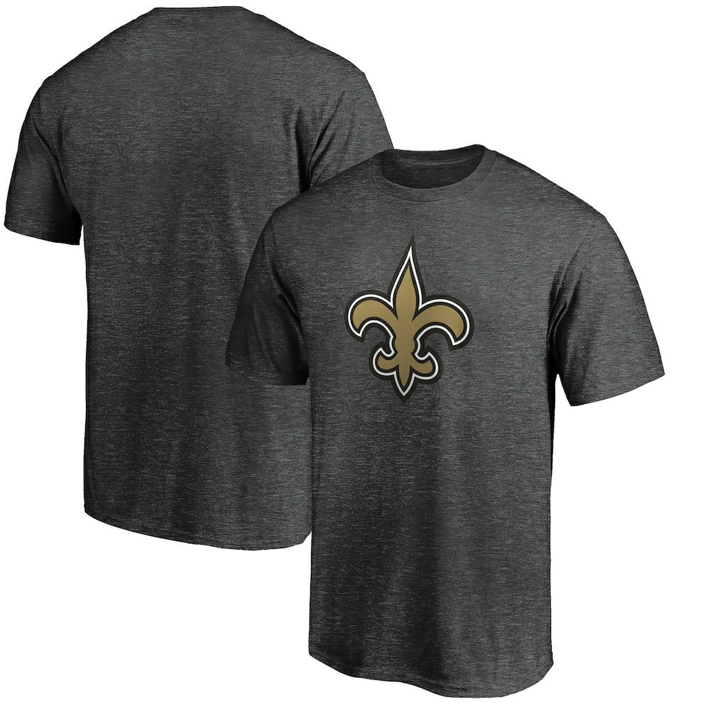 New Orleans Saints Primary Logo T-Shirt Heather Charcoal | Fanatics