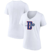 Detroit Pistons Women's Alternate Logo V-Neck T-Shirt White - NBA