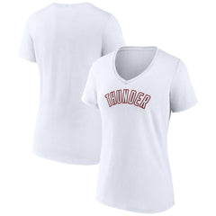 Oklahoma City Thunder Women's Alternate Logo V-Neck T-Shirt White - NBA