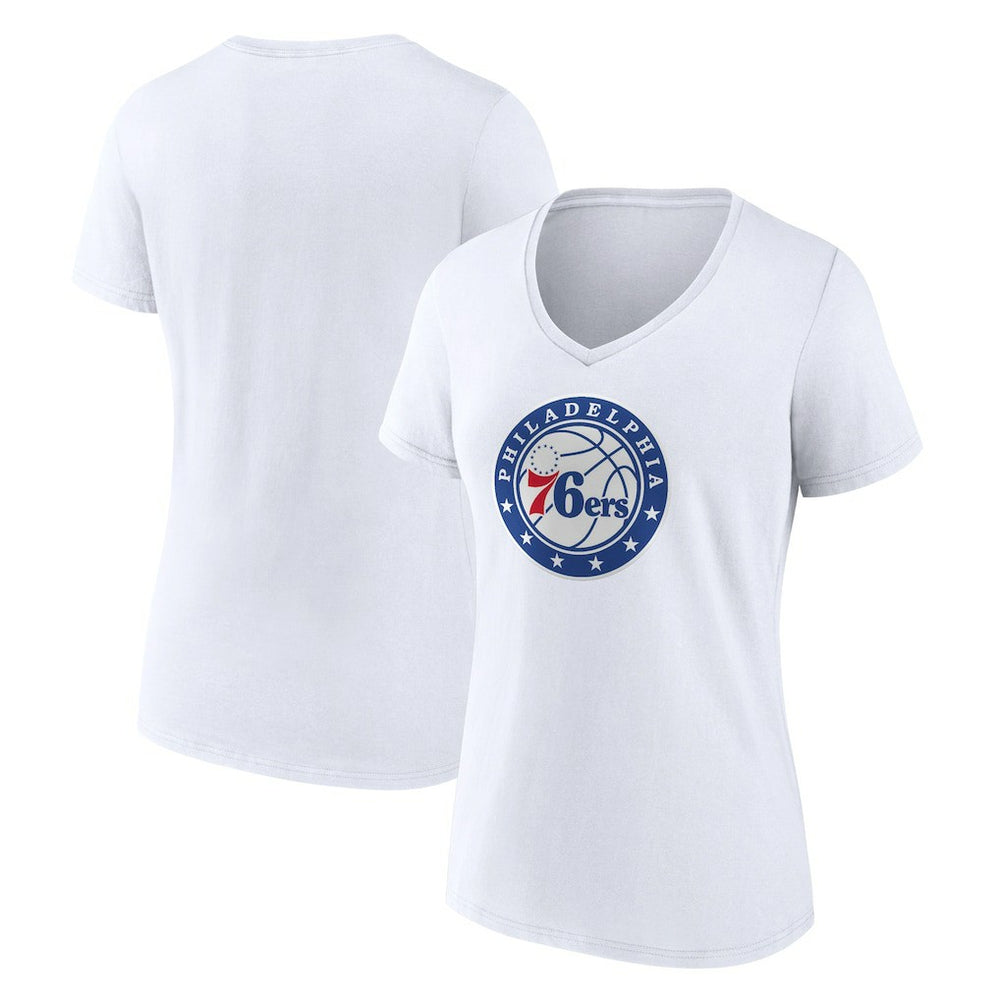 Philadelphia 76ers Women's Alternate Logo V-Neck T-Shirt White - NBA