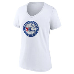 Philadelphia 76ers Women's Alternate Logo V-Neck T-Shirt White - NBA
