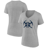 Denver Nuggets Women's Alternate Logo V-Neck T-Shirt Heather Gray - NBA