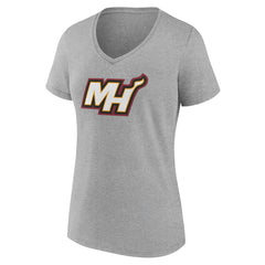 Miami Heat Women's Alternate Logo V-Neck T-Shirt Heather Gray - NBA