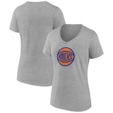 New York Knicks Women's Alternate Logo V-Neck T-Shirt Heather Gray - NBA