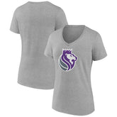 Sacramento Kings Women's Alternate Logo V-Neck T-Shirt Heather Gray - NBA
