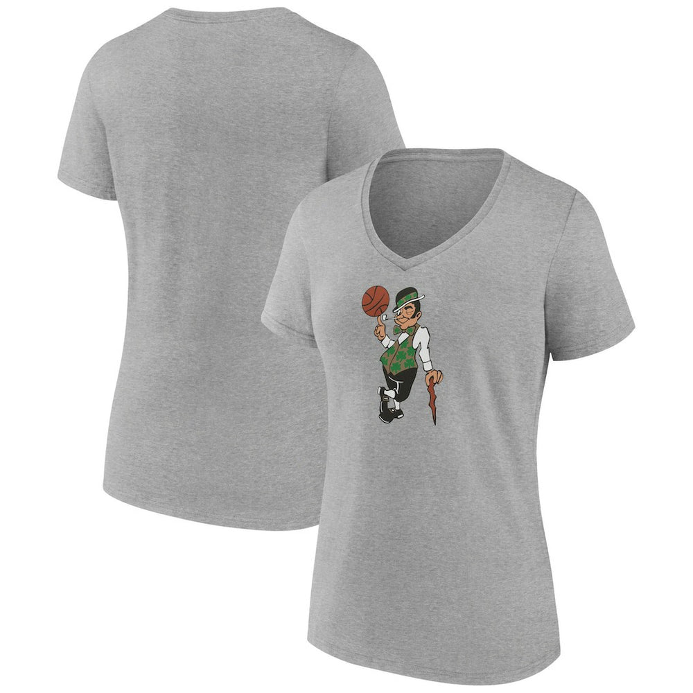 Boston Celtics Women's Alternate Logo V-Neck T-Shirt Gray - NBA