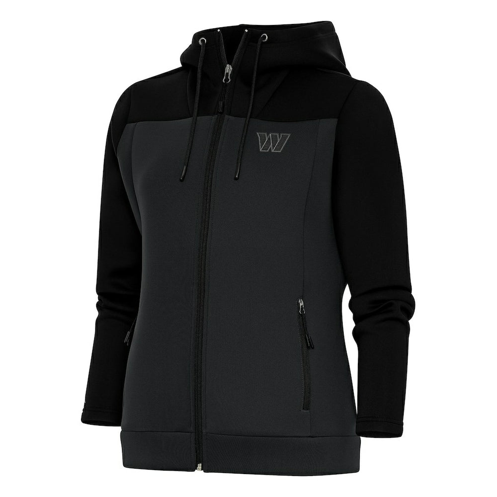 Washington Commanders Antigua Women's Tonal Logo Protect Full-Zip Hoodie Jacket Black/Charcoal | NFL