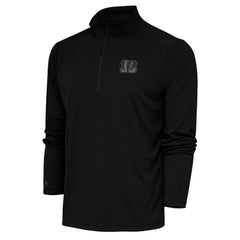 Cincinnati Bengals Antigua Tonal Logo Tribute Quarter-Zip Pullover Top Black | NFL