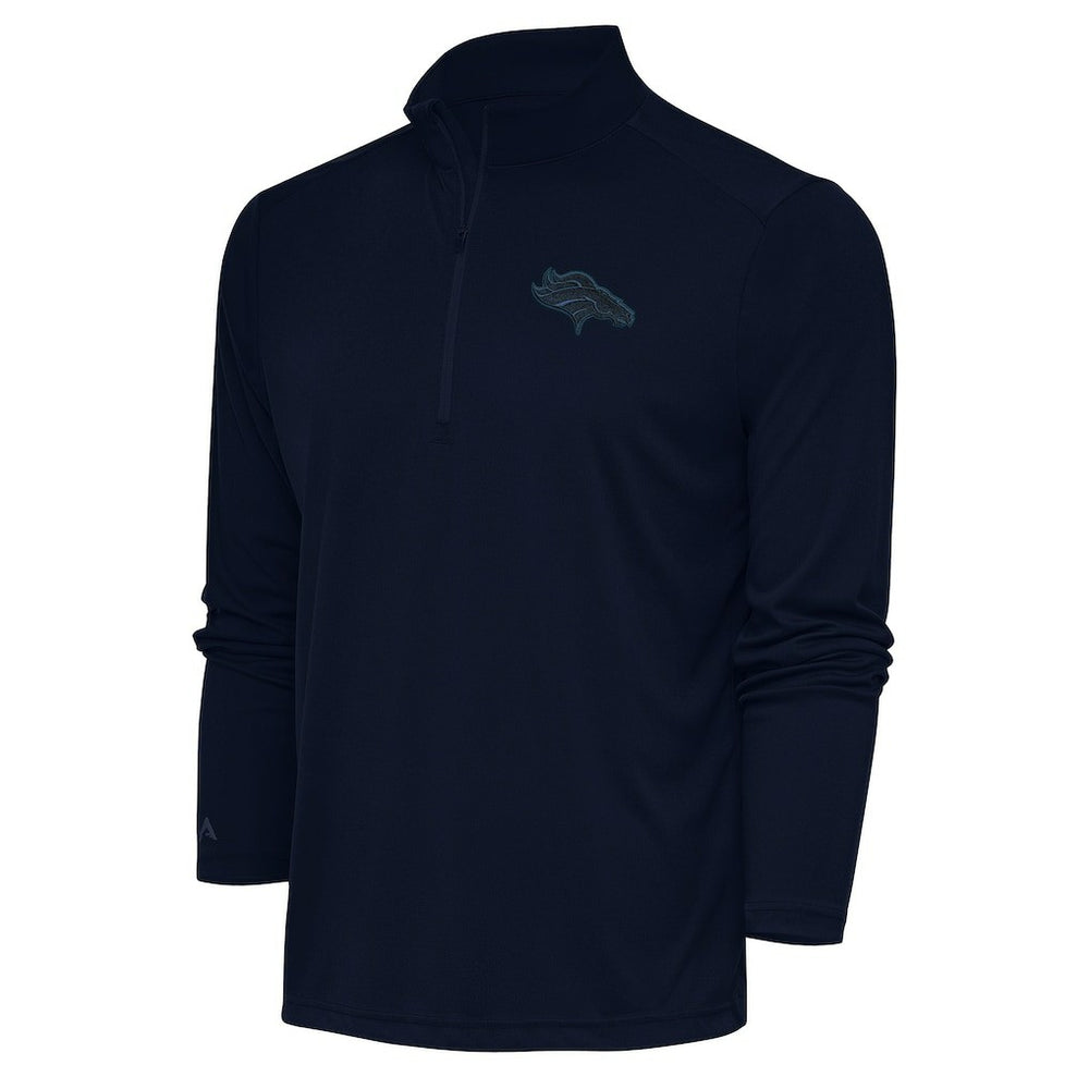 Denver Broncos Antigua Tonal Logo Tribute Quarter-Zip Pullover Top Navy | NFL