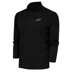 Philadelphia Eagles Antigua Tonal Logo Tribute Quarter-Zip Pullover Top Black | NFL