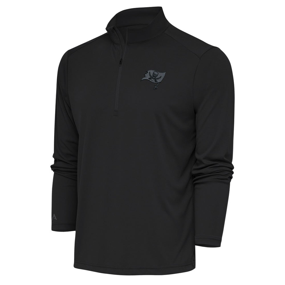 Tampa Bay Buccaneers Antigua Tonal Logo Tribute Quarter-Zip Pullover Top Charcoal | NFL