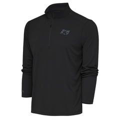 Tampa Bay Buccaneers Antigua Tonal Logo Tribute Quarter-Zip Pullover Top Charcoal | NFL