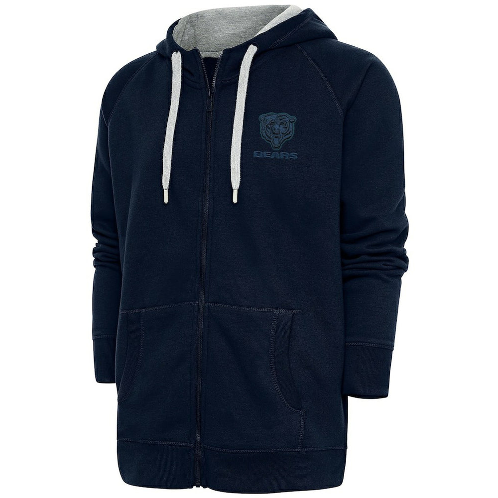 Chicago Bears Antigua Tonal Logo Victory Full-Zip Hoodie Navy | NFL