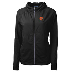 Cincinnati Bengals Cutter & Buck Women's Throwback Logo Adapt Eco Knit Hybrid Recycled Full-Zip Hoodie Black | NFL