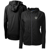 Las Vegas Raiders Cutter & Buck Women's Throwback Logo Adapt Eco Knit Hybrid Recycled Full-Zip Hoodie Black | NFL