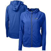 Seattle Seahawks Cutter & Buck Women's Throwback Logo Adapt Eco Knit Hybrid Recycled Full-Zip Hoodie Royal | NFL