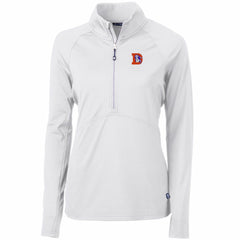 Denver Broncos Cutter & Buck Women's Throwback Logo Adapt Eco Knit Stretch Recycled Half-Zip Pullover Top White | NFL