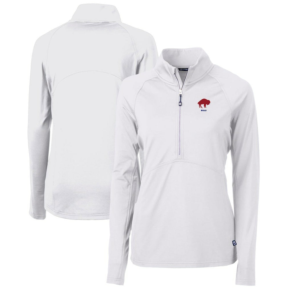 Buffalo Bills Cutter & Buck Women's Throwback Logo Adapt Eco Knit Stretch Recycled Half-Zip Pullover Top White | NFL