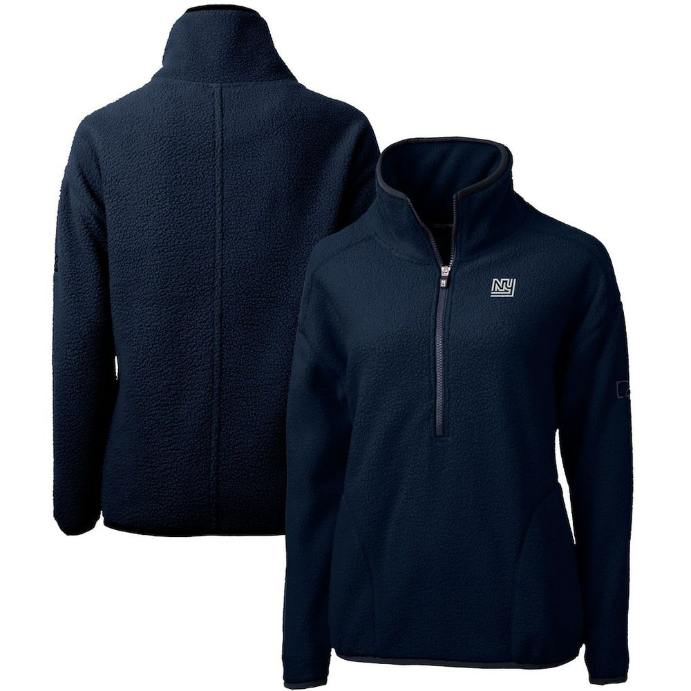 New York Giants Cutter & Buck Women's Throwback Logo Cascade Eco Sherpa Fleece Half-Zip Pullover Jacket Navy | NFL