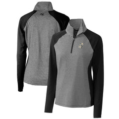New Orleans Saints Cutter & Buck Women's Throwback Logo Forge Tonal Stripe Stretch Half-Zip Pullover Top Black | NFL