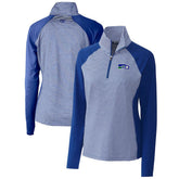 Seattle Seahawks Cutter & Buck Women's Throwback Logo Forge Tonal Stripe Stretch Half-Zip Pullover Top Royal | NFL