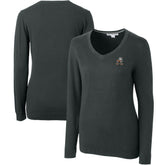 Cleveland Browns Cutter & Buck Women's Throwback Logo Lakemont Tri-Blend V-Neck Sweater Heather Charcoal | NFL
