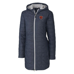 Chicago Bears Cutter & Buck Women's Throwback Logo Rainier Primaloft Eco Full-Zip Hoodie Long Coat Heather Navy | NFL