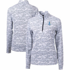 Detroit Lions Cutter & Buck Women's Throwback Logo Traverse Camo Quarter-Zip Pullover Top Charcoal | NFL