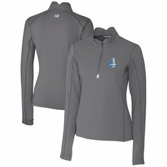 Detroit Lions Cutter & Buck Women's Throwback Logo Traverse Stretch Quarter-Zip Pullover Top Steel | NFL