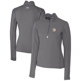 Miami Dolphins Cutter & Buck Women's Throwback Logo Traverse Stretch Quarter-Zip Pullover Top Steel | NFL