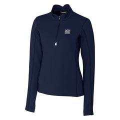 New York Giants Cutter & Buck Women's Throwback Logo Traverse Stretch Quarter-Zip Pullover Top Navy | NFL
