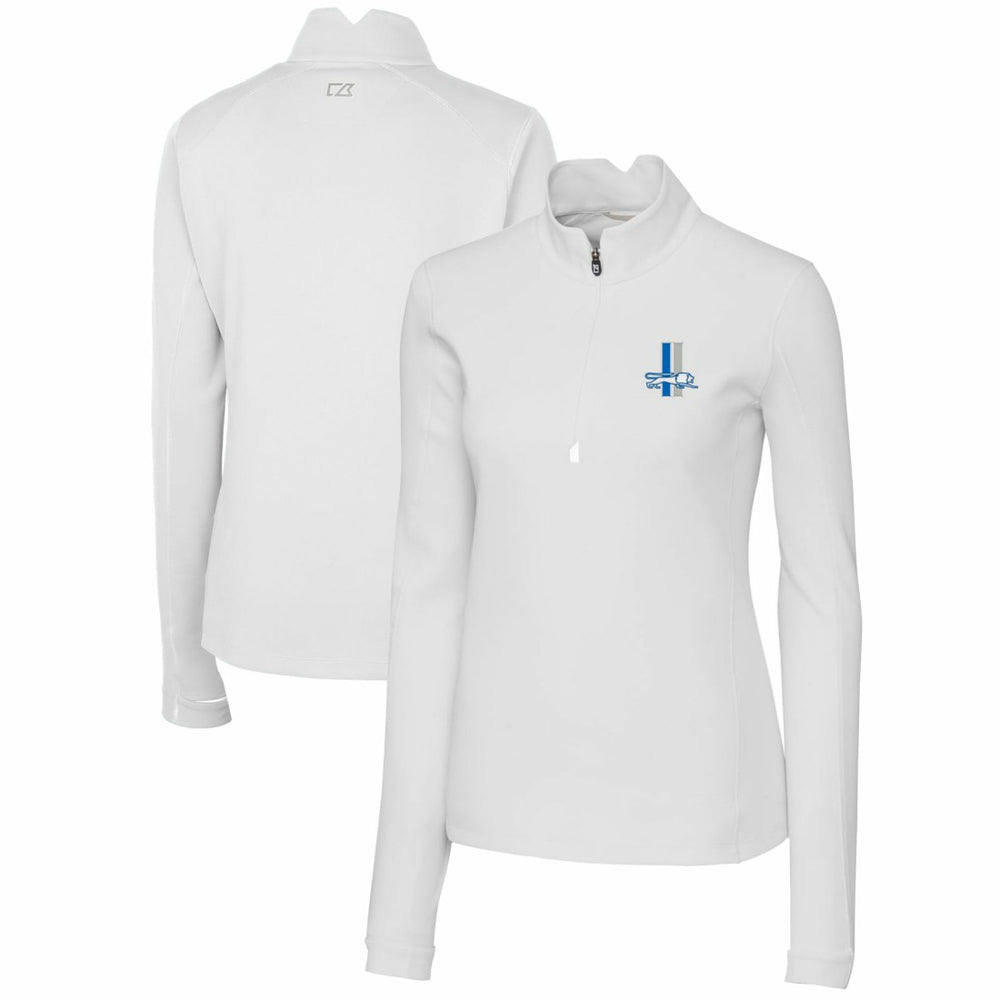 Detroit Lions Cutter & Buck Women's Throwback Logo Traverse Stretch Quarter-Zip Pullover Top White | NFL