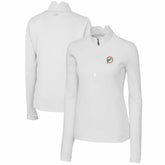 Miami Dolphins Cutter & Buck Women's Throwback Logo Traverse Stretch Quarter-Zip Pullover Top White | NFL