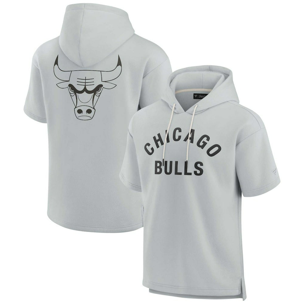 Chicago Bulls Unisex Elements Super Soft Fleece Short Sleeve Pullover Hoodie Gray - NBA